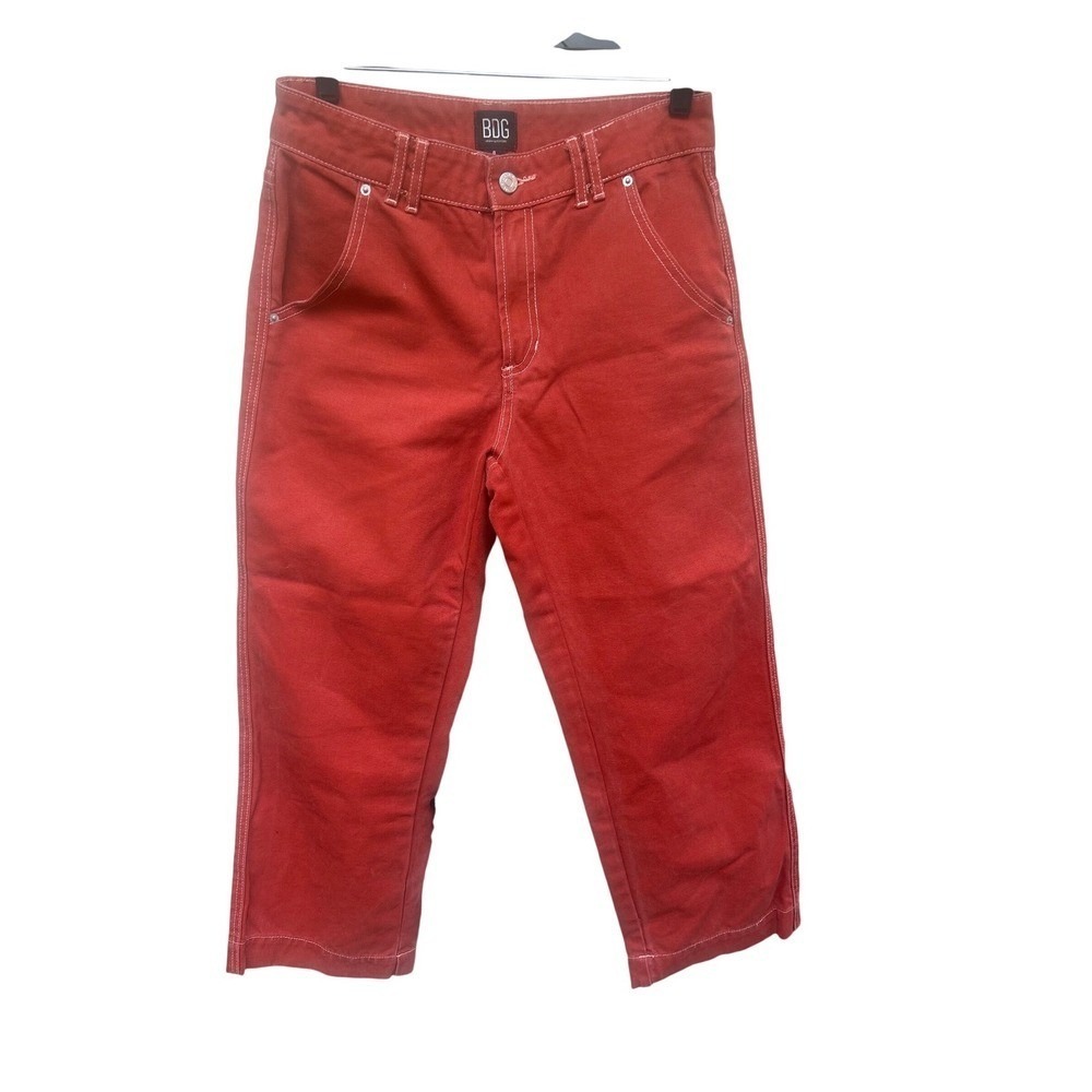 BDG Urban Outfitters Red Canvas Carpenter Pants Cropped Wide Leg Women's Size 4